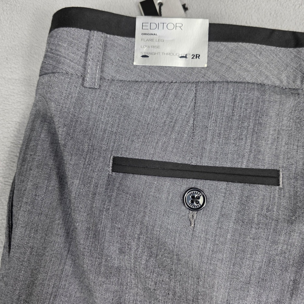 Express Dress Pants Women 2 Regular Gray Flare Leg Low Rise Editor Original - Picture 10 of 12